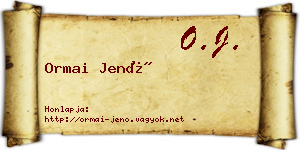 Ormai Jenő névjegykártya
